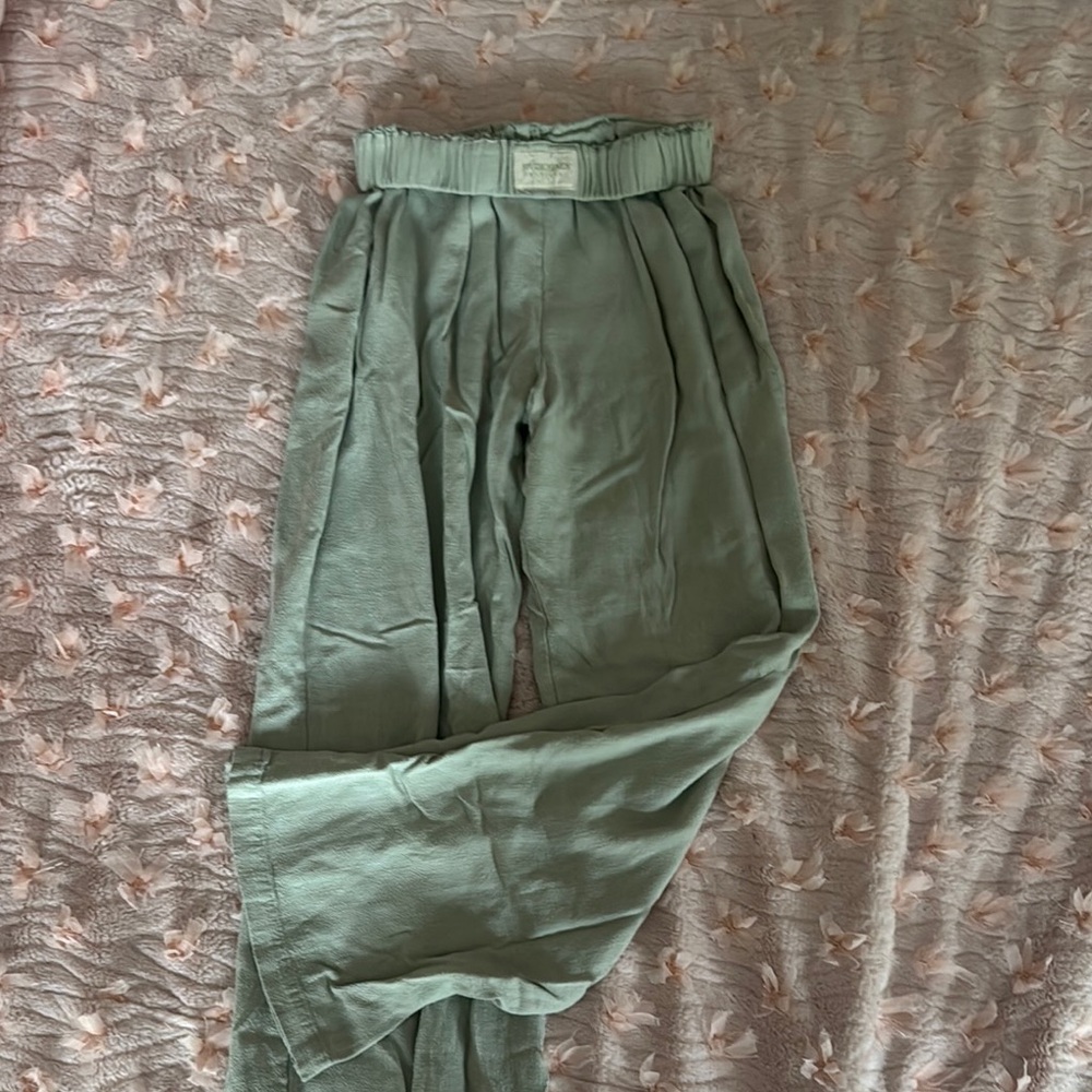 Studio Seven Design Sage Green Linen Foldover Pant